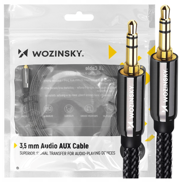 Wozinsky universal mini jack kabel 2x AUX kabel 2 m sort