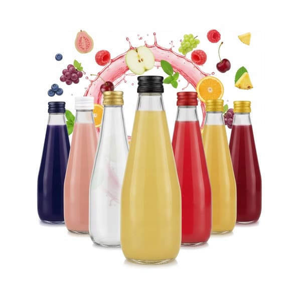 5 x pulloa mehutippoille 330 ml + pullonkorkit siirappi-tinktuuralle 5 kpl.