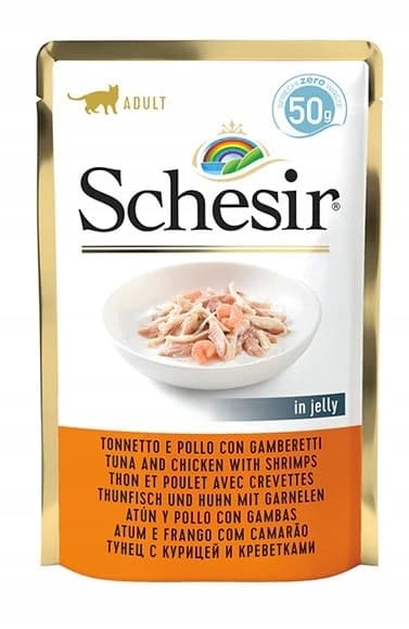 Schesir Tonfisk med Kyckling Våtfoder för Katt 24x50g