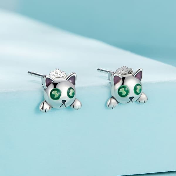 Små kattungar, silverörhängen, 925 silver