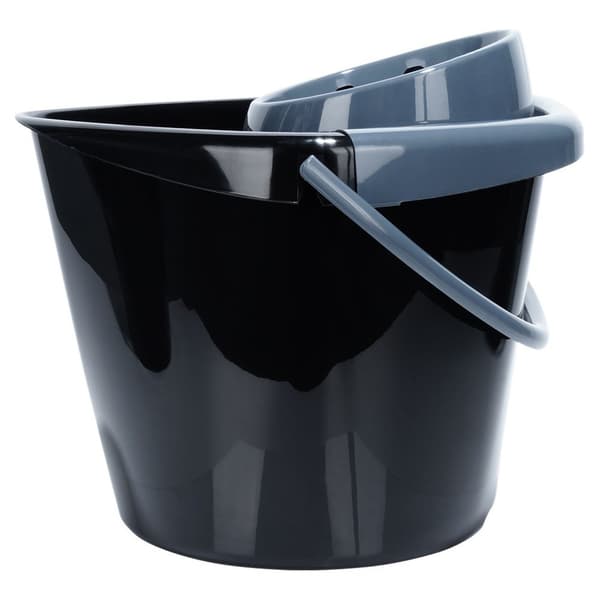 Moppespand med vringeklemme plastik sort 14 l