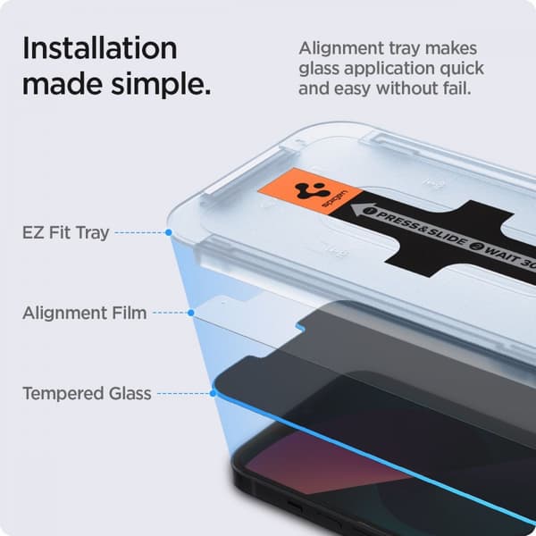 Härdat glas SPIGEN GLAS.TR EZ FIT 2-pack iPhone 13 Pro Max Sekretessskydd