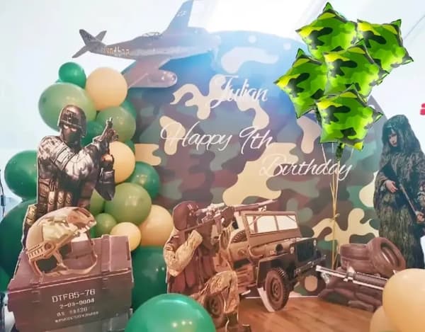Folieballon Grøn Stjerne Camo Militær 45cm