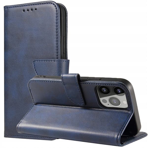 Magnet Case elegant cover med klap og stativfunktion til iPhone 14 Plus blå