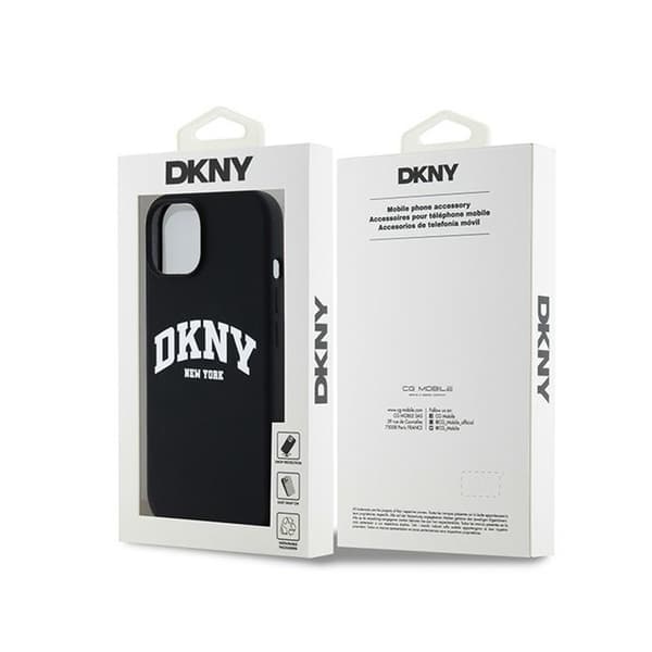 DKNY Flydende Silikone Hvid Trykt Logo MagSafe - iPhone 15 Plus / 14 Plus Etui (Sort)