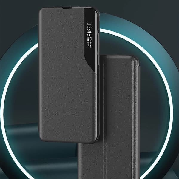 Eco Leather View Case elegant flipfodral med stativfunktion för Samsung Galaxy A73 blå
