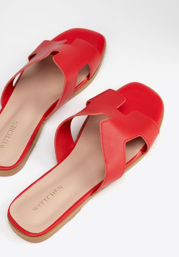 Wittchen dam läder H-formade sandaler, röda, naturläder