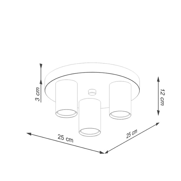 Loftlampe Lagos 3 GU10 sort Sollux SL.1466