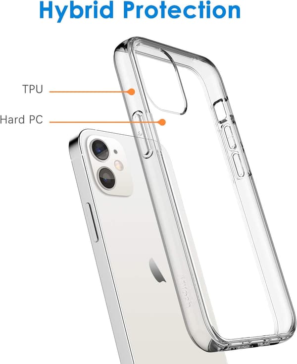 FODRAL TILL APPLE IPHONE 12/12 PRO 6,1" SKAL I SILIKON TRANSPARENT BASIC