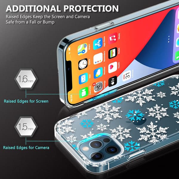 Härdat glasfodral för Apple iPhone 12/12 Pro, snöflingor, vinter, A2172
