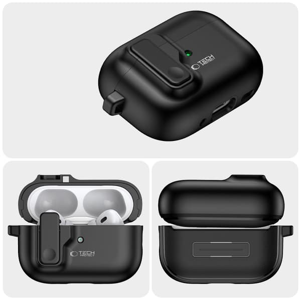 TECH-PROTECT SLIM HOOK APPLE AIRPODS PRO 1/2 -KUULOKKEET, MUSTA