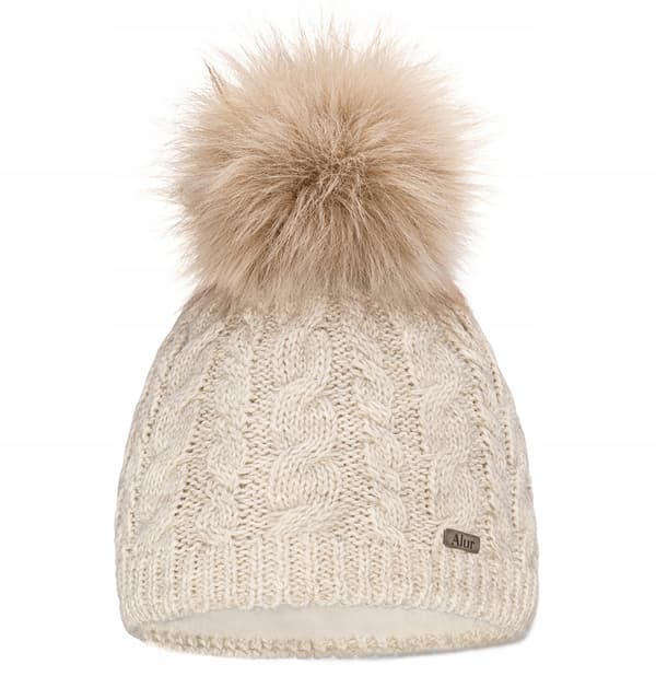 DAMMÖSSA med pälspompom, vinterfleece, Varm MÖSSA, Som gåva