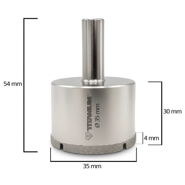 Diamant hullsav til keramik, glas og fliser, vådboring 35mm titanium
