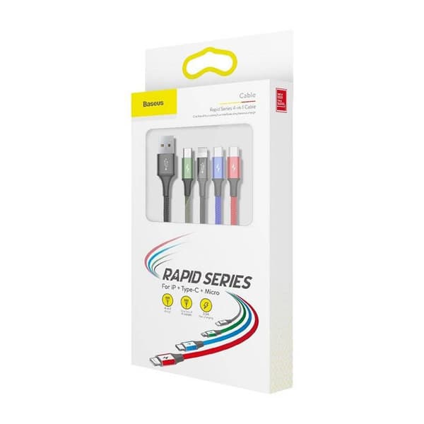 Baseus Fast 4in1 USB-kabel 2xUSB-C / Lightning / Micro 3.5A 1.2m (svart)
