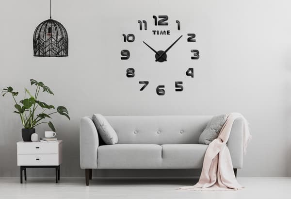 Tee-se-itse NEPRI-seinäkello 65–130 cm – musta 3D