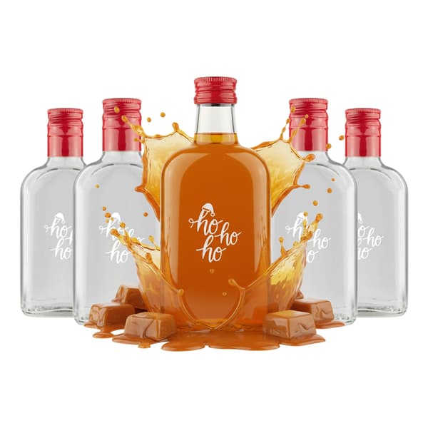 200 ml FLASK MED TRYCK för vin och tinkturer JULFLASKOR
