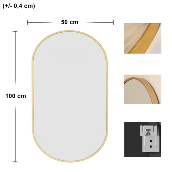Oval spegel 100x50cm guldram