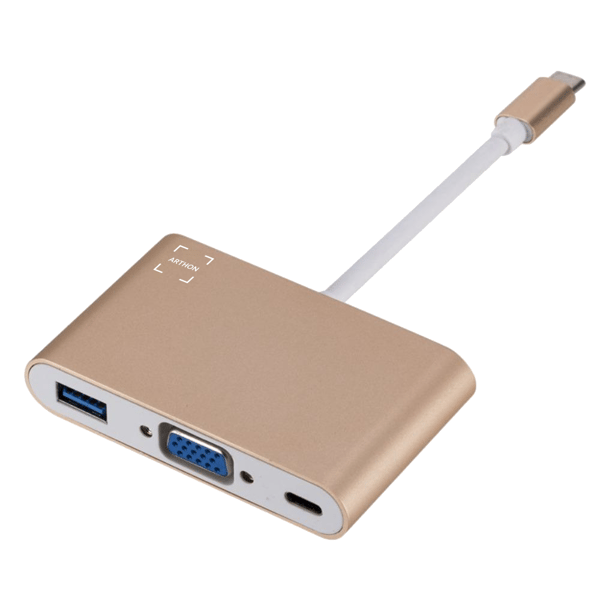 USB 3.1 USB-C til USB 3.0 / VGA / USB-C Hub Guld Adapter Konverter