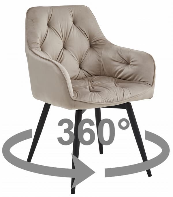 JORK360 stol - mørk beige fløjl / sorte ben x 2