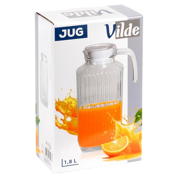 Smal glaskande med låg til køleskab 1,8 l