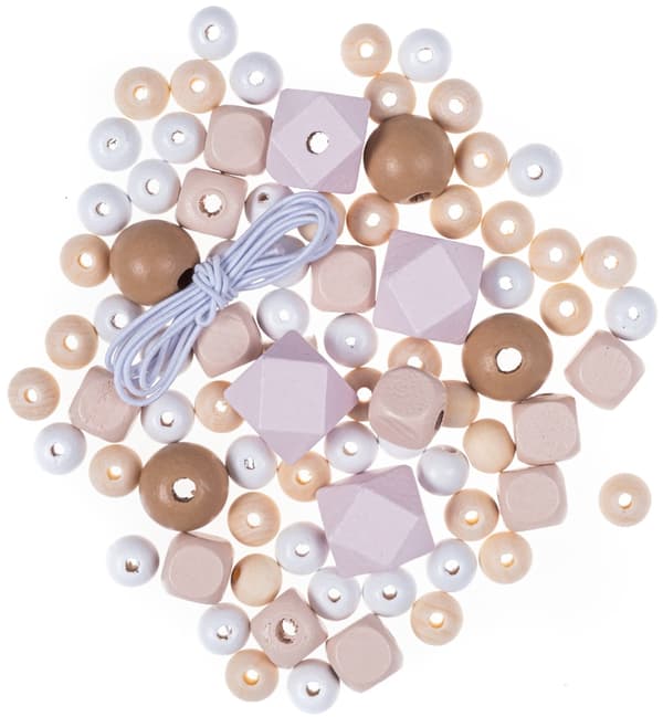 Träpärlor Färgglada Nude Mix 80 st.