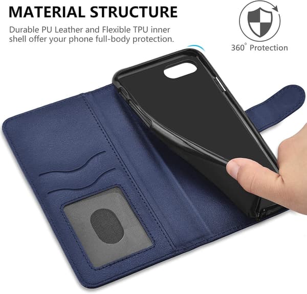 COVER TIL APPLE IPHONE SE 2022/2020/8/7 BLÅ LUKKET MED FLAP