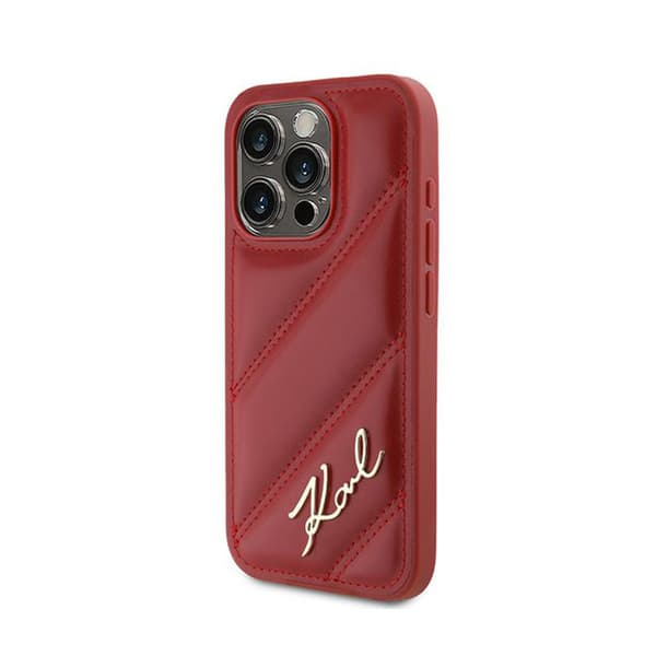 Karl Lagerfeld Diagonal Quilted Script - iPhone 15 Pro Max-skal (rött)