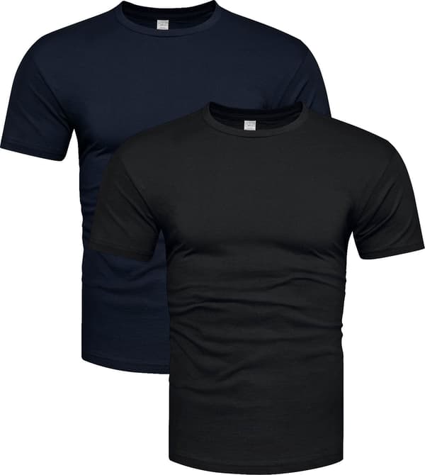2-pak premium bomulds t-shirts i sort og marineblå - M
