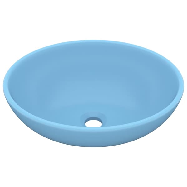 vidaXL luksus oval håndvask matblå 40x33 cm keramik