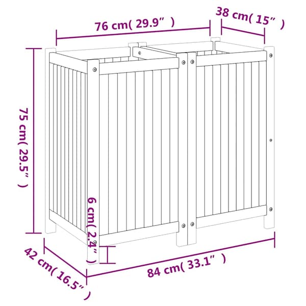 vidaXL Trädgårdskruka med foder 84x42x75 cm massivt akaciaträ