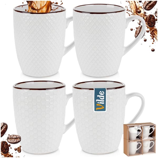 Keraamiset valkoiset mukit 400 ml 4 kpl