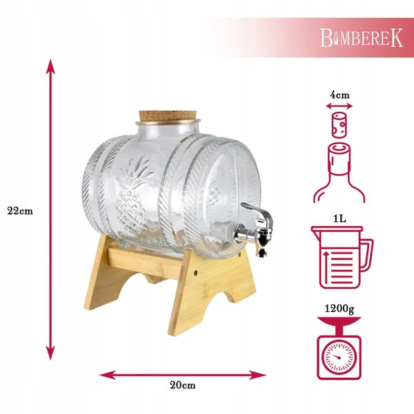 Glasfad 1l Ananas KEG Til Hjemmeskin Bryllupsfad Som Gave