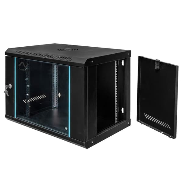 Netberg 19" 9U 450x600x400 väggmonterad rack svart