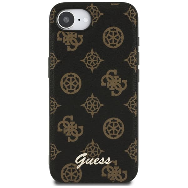 Guess Peony Script Logo MagSafe-etui til iPhone 16e, sort