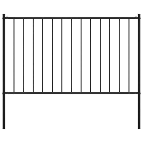 vidaXL hegnspanel med stolper, pulverlakeret stål, 1,81 x 1 m, sort