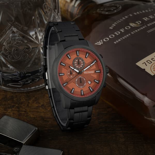 Herreur med armbånd dato kronograf quartz sort Beltimore