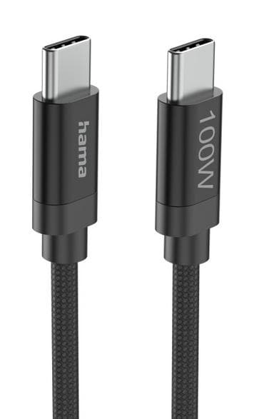 HAMA USB-C -kaapeli - 100W nailon 3 m musta
