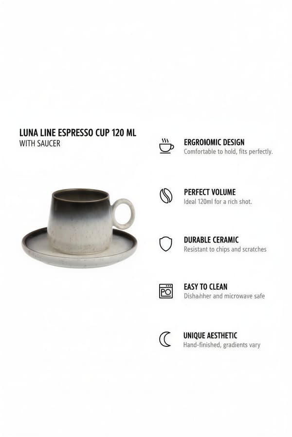 KERAMISK KOPP 120 ML ELEGANT DESIGN MED KAFFETALLRIK