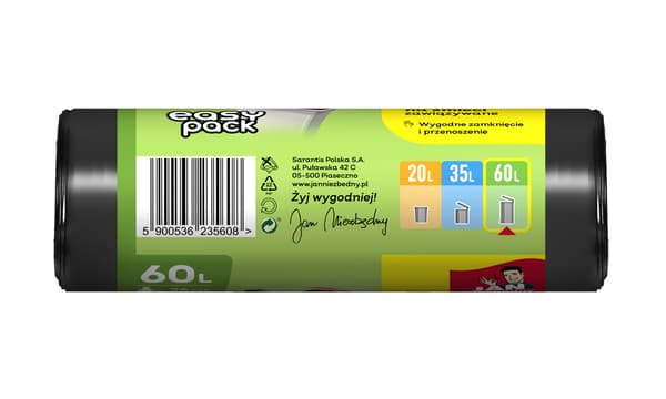 Jan Niezbędny EasyPack sopsäckar svarta bundna 60L 26 st.