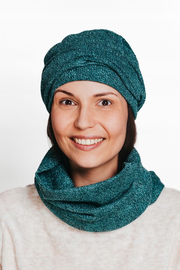 Varm vintermössa, Aurora turban med pannband - nautisk, bambufoder