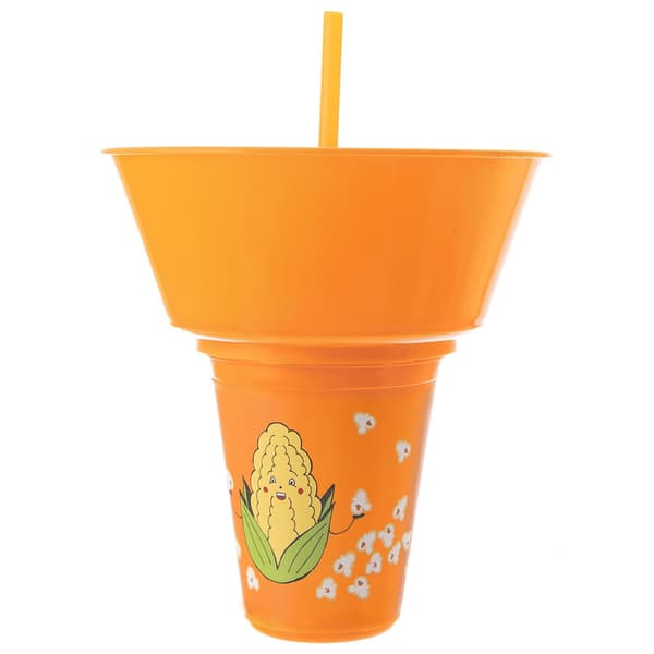 Orange kop med skål til popcorn 500 ml