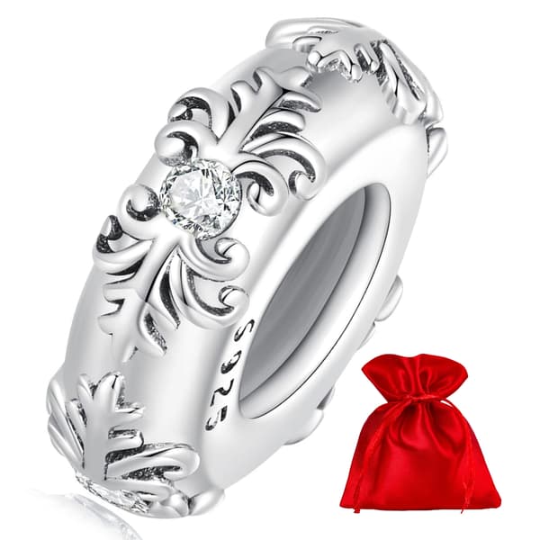 Lövdekorerad propp till berlockarmband, silver 925