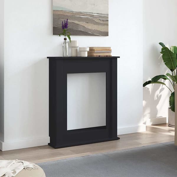 vidaXL kaminhylde, sort, 75x20x87,5 cm, træbaseret materiale