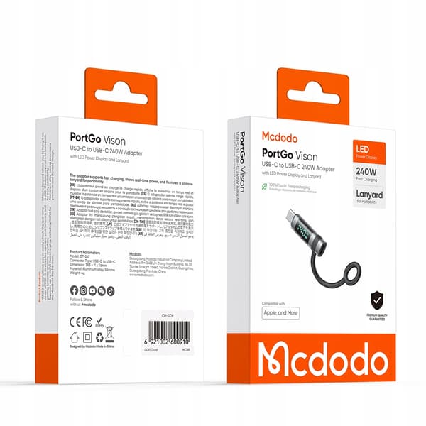 MCDODO ADAPTER USB-C USB TYPE C HURTIGOPLADNING 240W METER