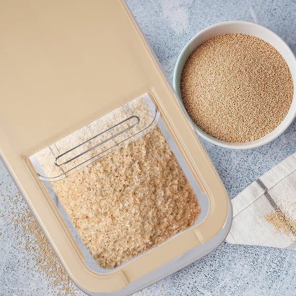 Beige opbevaringsbeholder til kapsler, pulver og foder, 10 liter