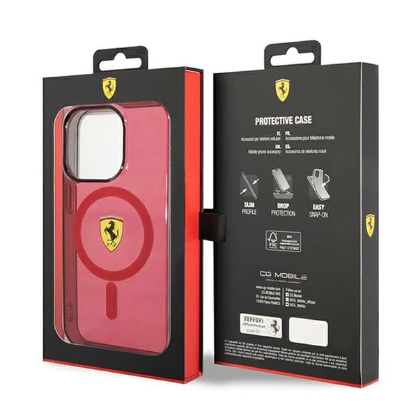 Ferrari läpikuultava MagSafe - iPhone 14 Pro -kotelo (punainen)