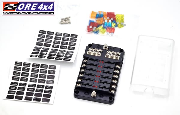 Sikringskasse med LED 12V - 12 poler