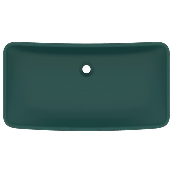 vidaXL rektangulær håndvask mat mørkegrøn 71x38 cm keramik