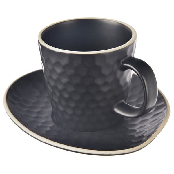 Sort keramisk kop med underkop TEA TIME 235 ml