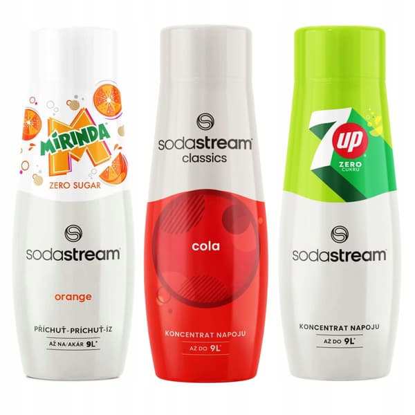 Sirup til SodaStream Cola + Mirinda Zero + 7Up Zero kulsyre